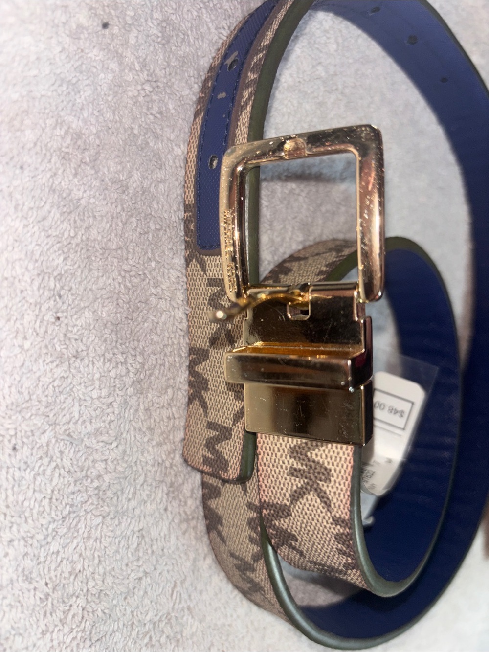 Michael Kors- Reversible Monogram Belt in Brown and Blue brand new